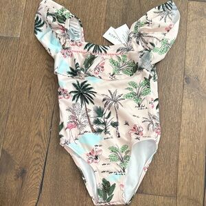 Janie and Jack Palm Print Kids Swim One Piece